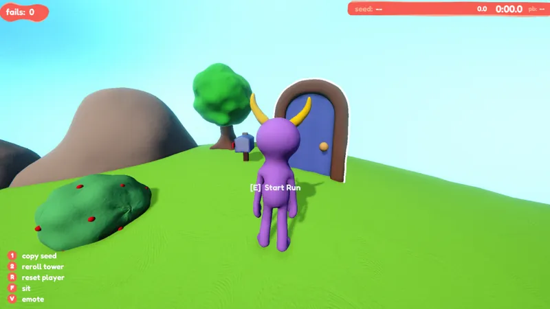 A player in horns at the start-run door